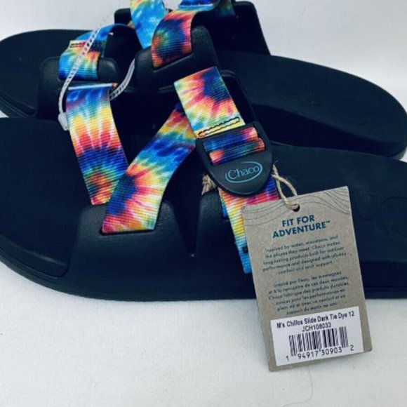 Chaco Men Chillos Slide Sandals Polyester dark tie die sz 12 NWOB